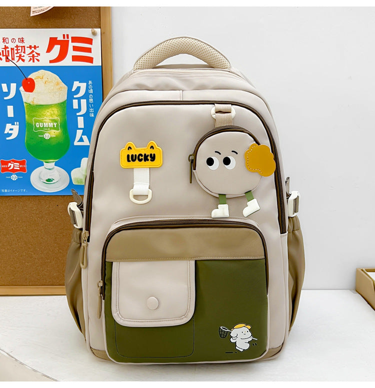Cute Character-Designed Multi-Pocket School Backpack-https://detail.1688.com/offer/1065399547627.html-Calm Wears-Dark Green-Calm Wears