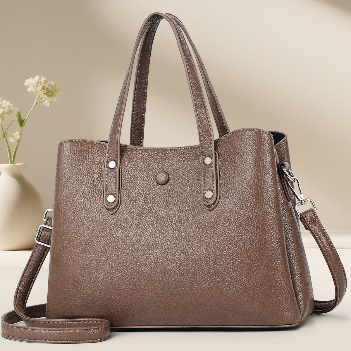 Ladies structured tote bag-https://detail.1688.com/offer/943709788101.html-Calm Wears-Braun-30-Calm Wears