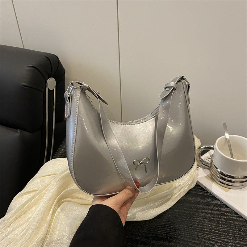 Premium Glossy Faux Leather Hobo Bag