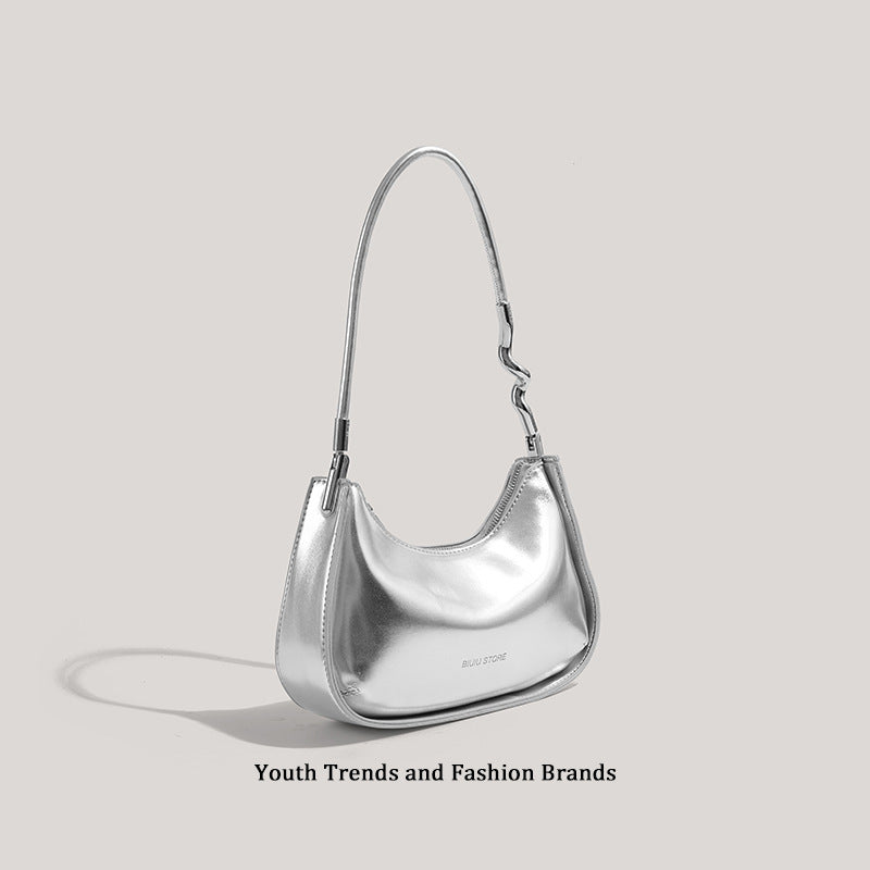 Sleek Metallic Evening Shoulder Bag