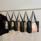 Versatile Color Block Tote Bag