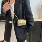 Women’s mini handbag with quilted design and golden clasp