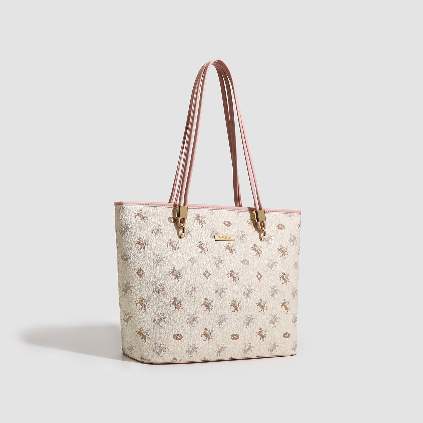 Women's tote bag with elegant horse pattern and sturdy carrying handles-https://detail.1688.com/offer/1041398891181.html-Calm Wears-Rosa-nothing-Calm Wears