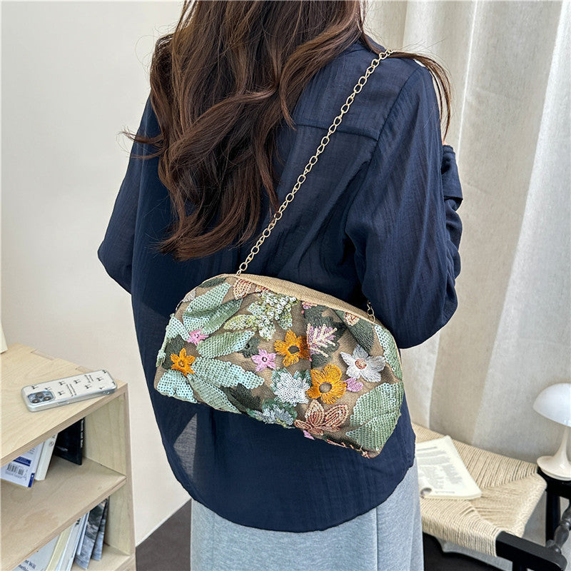 WoElegant Floral Sequin Clutch Bag