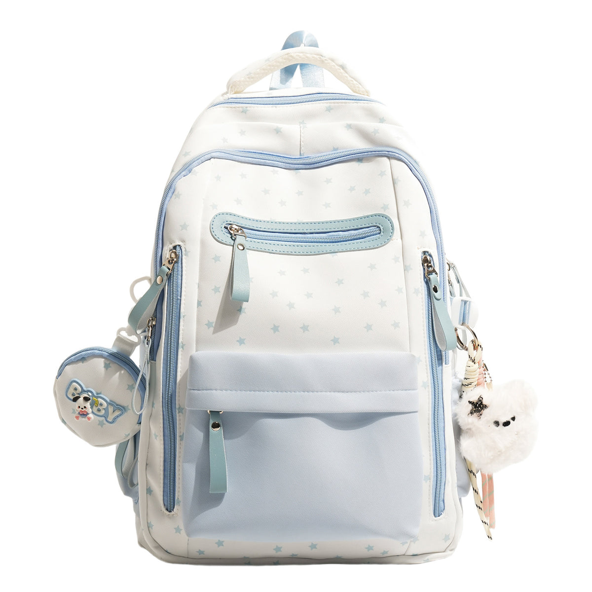 Backpack with Charming Star Applications and Practical Compartments