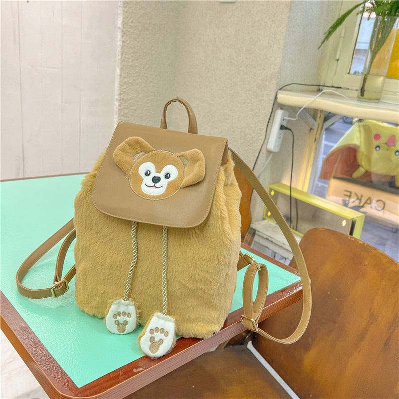 Plush backpack with animal motif