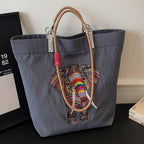Women's casual tote bag with colorful elephant motif-https://detail.1688.com/offer/1016481794409.html-Calm Wears-Blue-S-Calm Wears