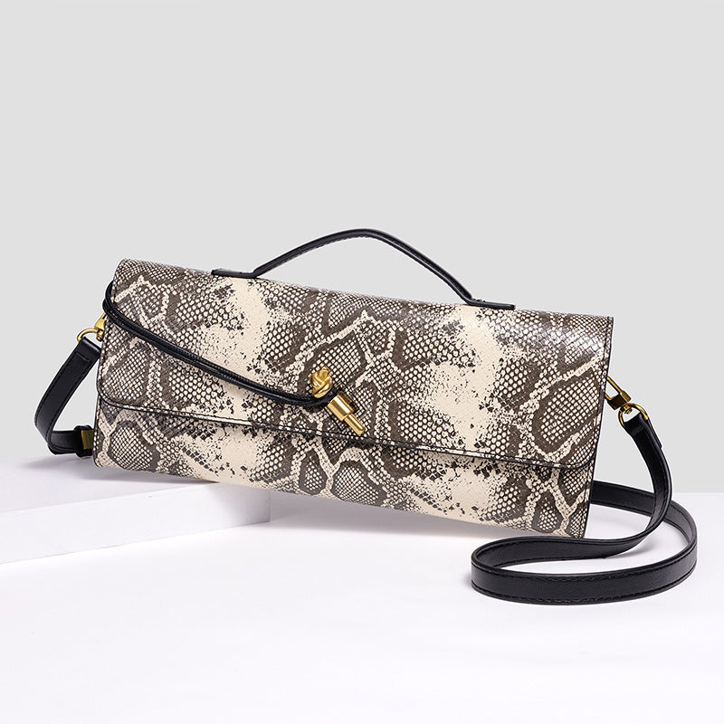 Elegant Textured Snakeskin Evening Clutch