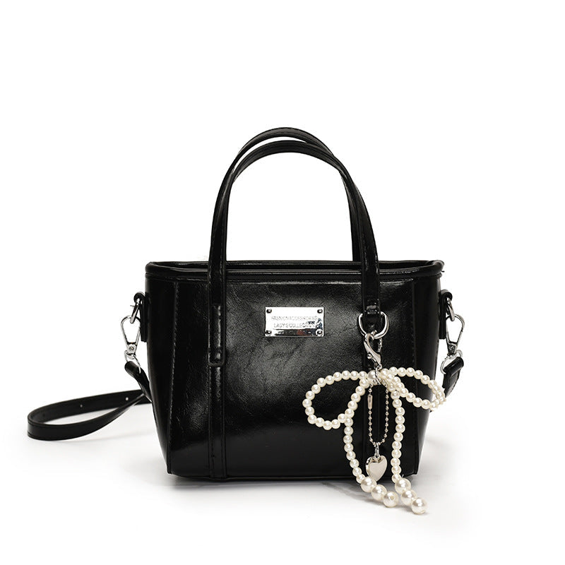 Ladies Mini Handbag with Pearl-Embellished Pendant-https://detail.1688.com/offer/900748775427.html-Calm Wears-Black-Size: no pendants-Calm Wears