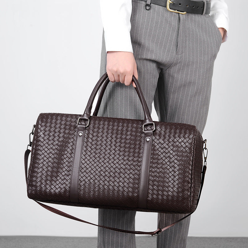 Premium Woven Leather Duffel Bag