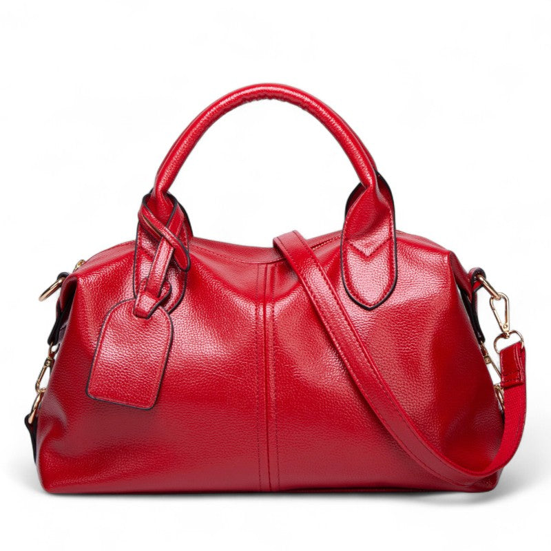 Textured Leather Shoulder Handbag-dione couture20260420-Calm Wears-Red-Calm Wears