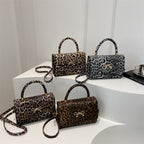 Stylish Animal Print Top Handle Handbag