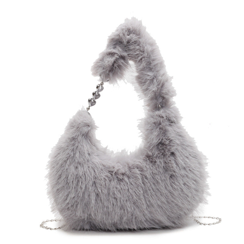Plush Shoulder Bag with Unique Design