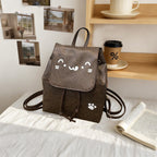 Cute Cat-Themed Faux Leather Backpack