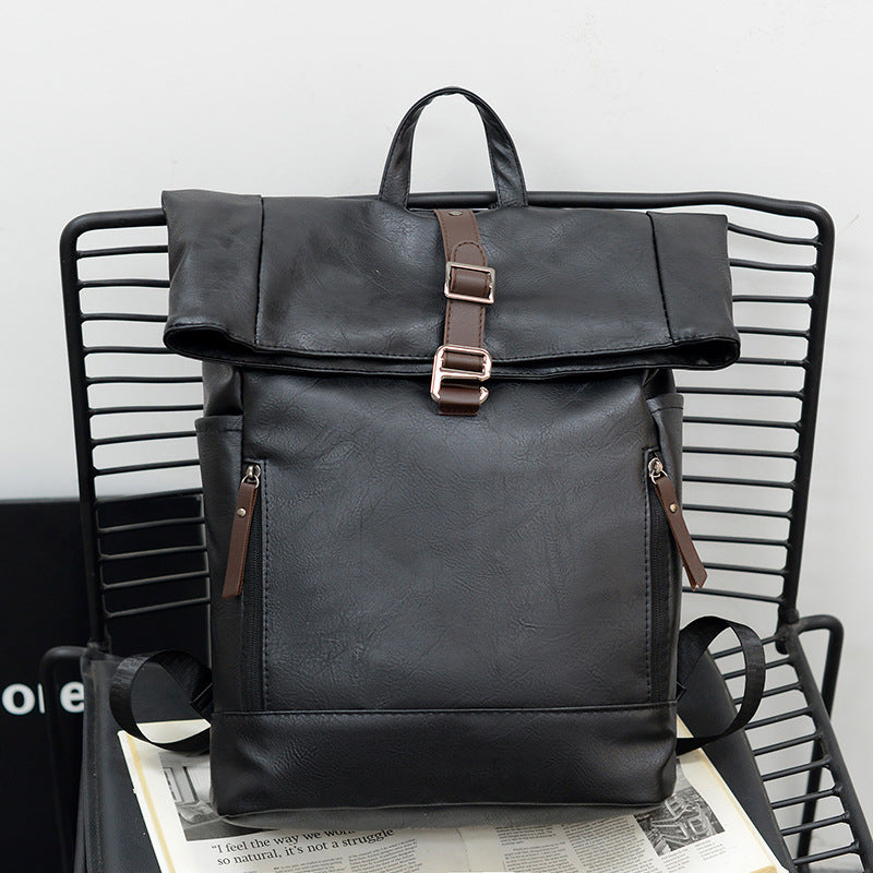 Vintage Leather Rolltop Backpack