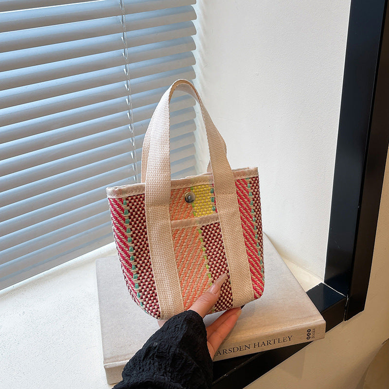 WoColorful Woven Beach Tote Bag