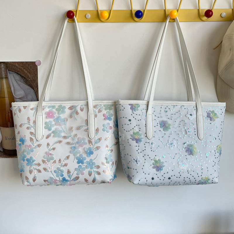 WoFloral Embellished Tote Bag