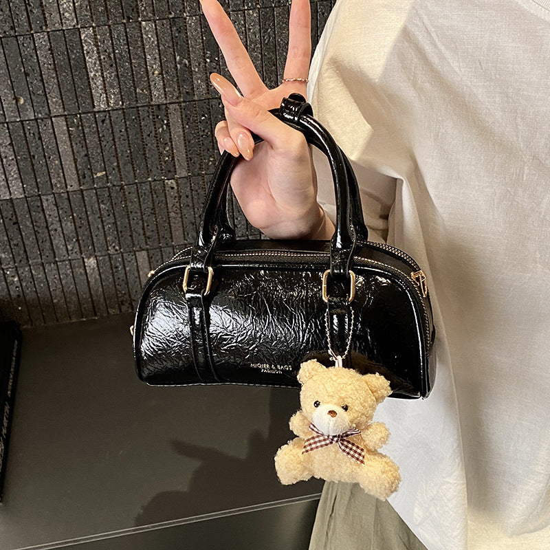 Women's mini handbag with playful teddy pendant