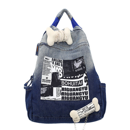 Creative Graphic Print Denim School Backpack-https://detail.1688.com/offer/866109185841.html-Calm Wears-Blue-Calm Wears