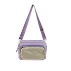 Shoulder bag with transparent viewing pocket and playful graphic design