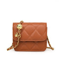 Ladies mini crossbody bag with shiny chain and charming pendant