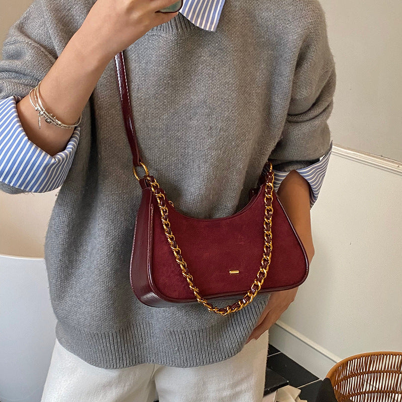 Women's fashionable shoulder bag in vintage look with chain strap-https://detail.1688.com/offer/997435712249.html-Calm Wears-Wine red-nothing-Calm Wears