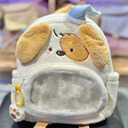 Plush backpack with cute dog design