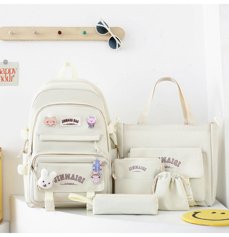 Multi-Compartment School Backpack-https://detail.1688.com/offer/1062702912901.html-Calm Wears-Off White-Calm Wears