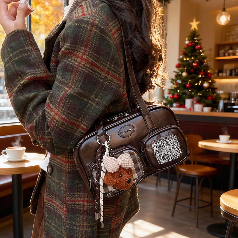 Women's shoulder bag with unique drawstring and charming pendant-https://detail.1688.com/offer/1003989816016.html-Calm Wears-Braun-Size: With pendant-Calm Wears