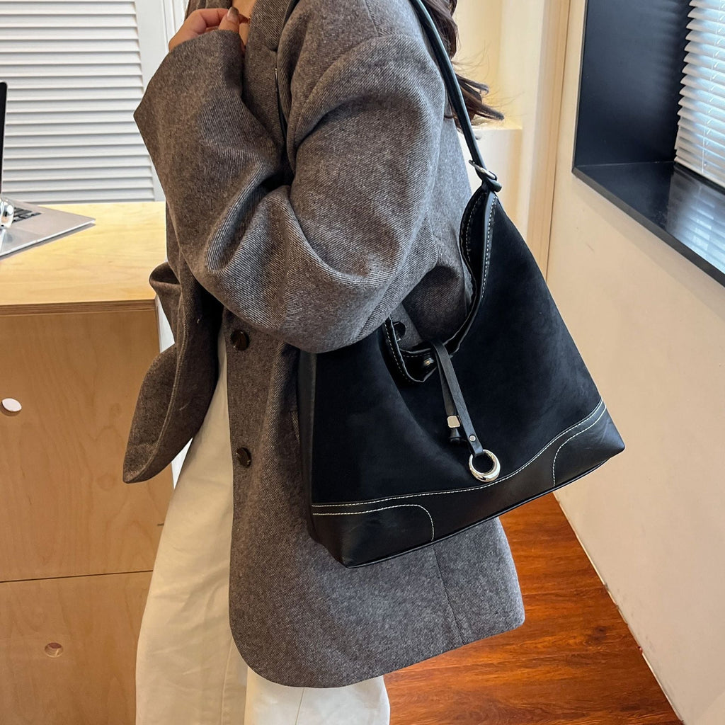 Women's elegant tote bag with authentic suede elements-https://detail.1688.com/offer/995332575880.html-Calm Wears-Braun-nothing-Calm Wears