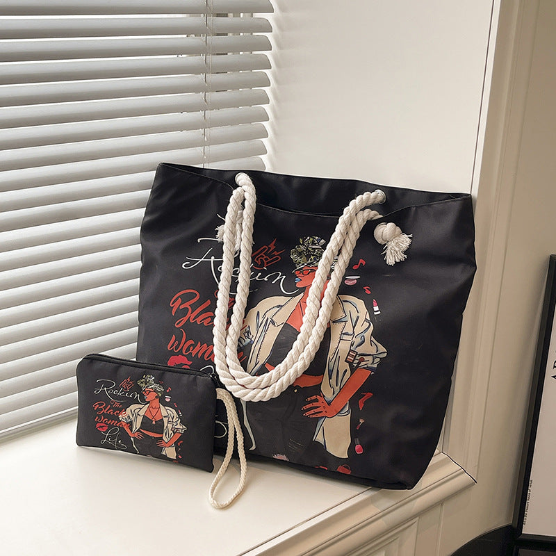 Stylish Graphic Print Beach Tote Bag