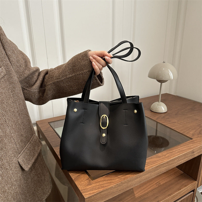 Structured Leather Tote Bag