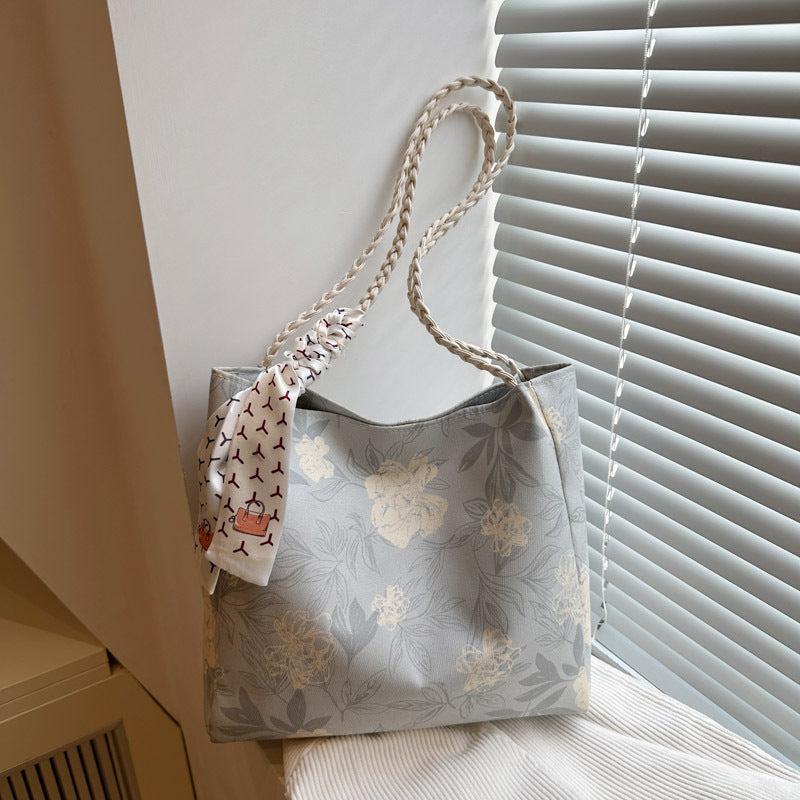 Floral Patterned Shoulder Tote Bag