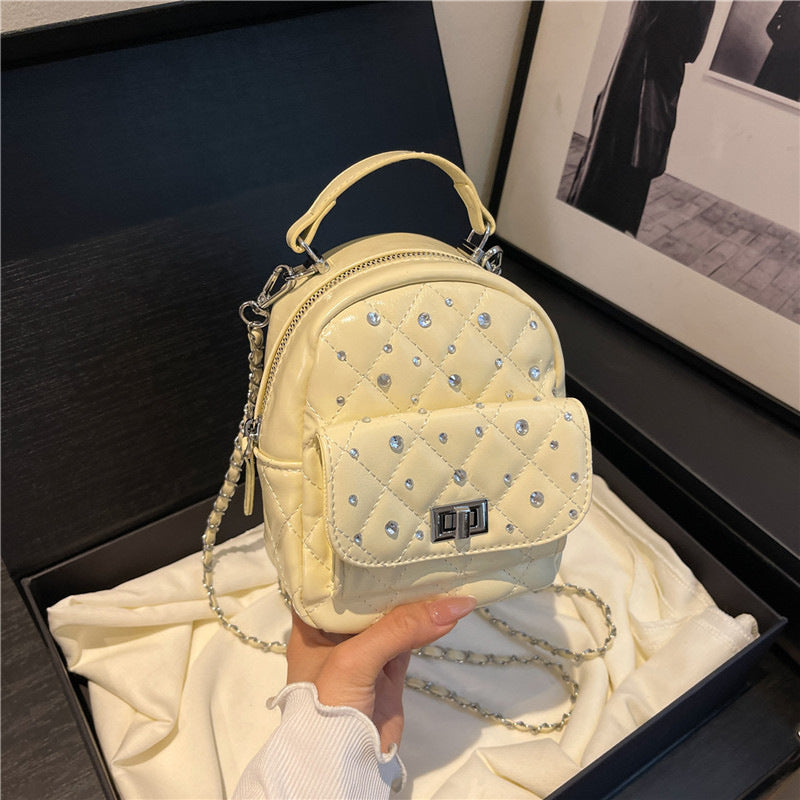 Quilted Mini Backpack with Rhinestone Accents