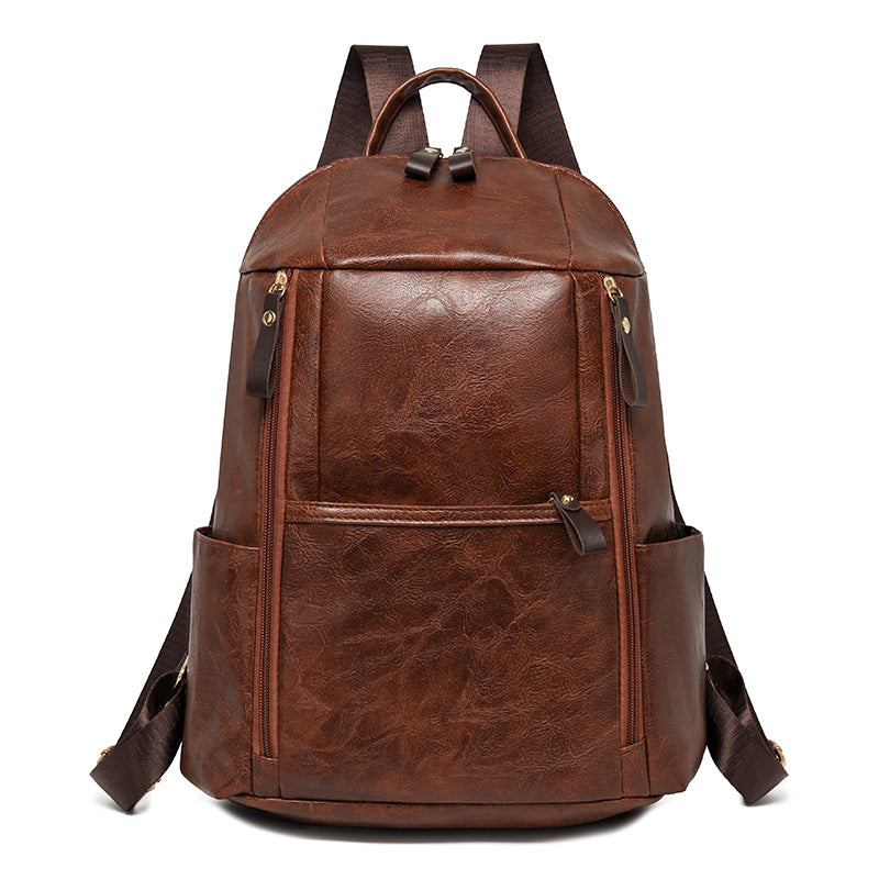Elegant Multi-Compartt Faux Leather Backpack