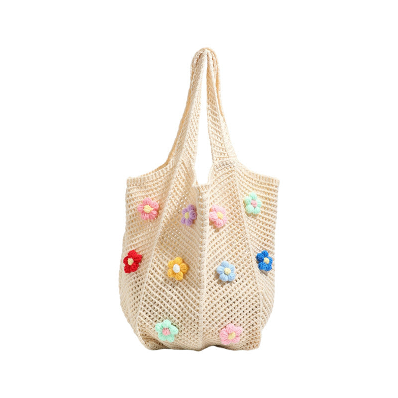 Floral Patterned Crochet Tote Bag