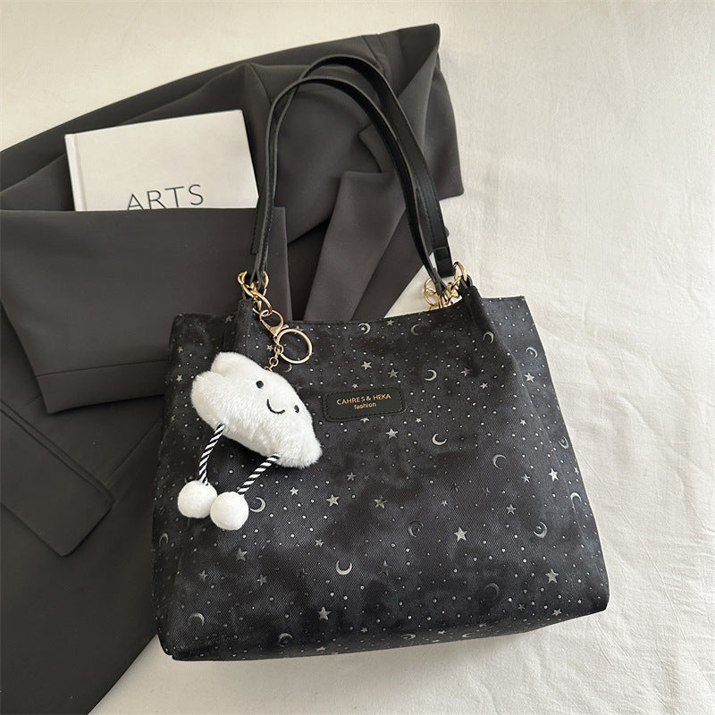Women’s stylish tote bag with playful pendant-https://detail.1688.com/offer/1003068599942.html-Calm Wears-Black-Size: no pendants-Calm Wears