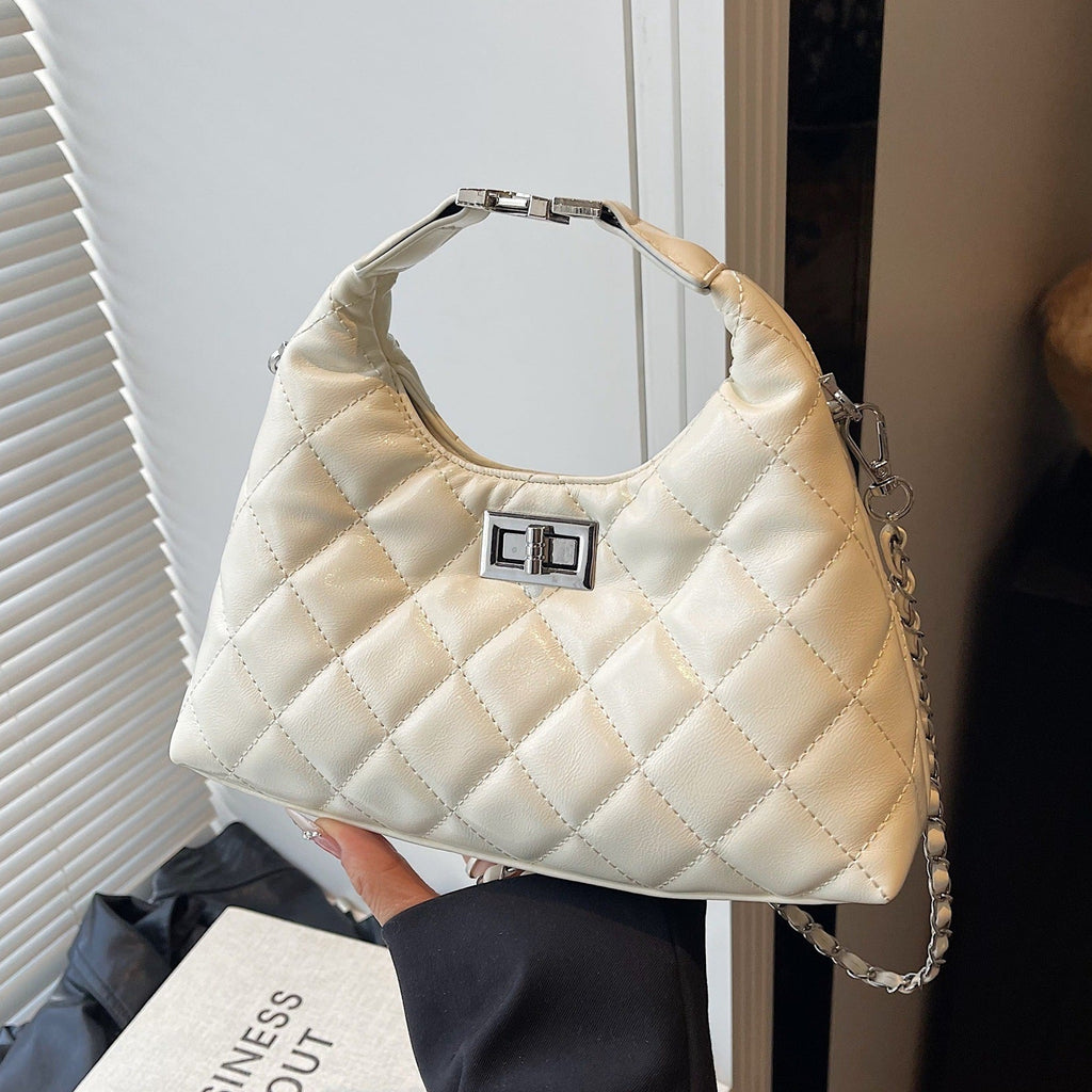 Women's mini bag with elegant quilted design and chic chain closure-https://detail.1688.com/offer/978384120165.html-Calm Wears-Black-nothing-Calm Wears