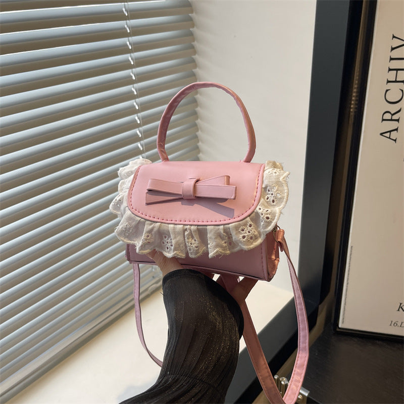 Elegant Ruffled Bow Crossbody Handbag