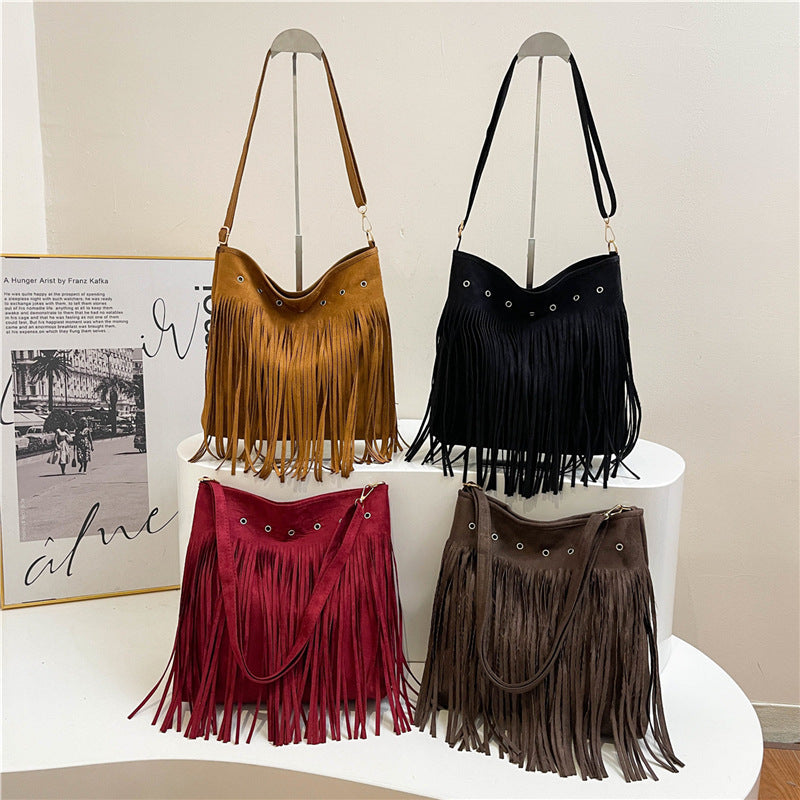 Fringe Suede Crossbody Bag