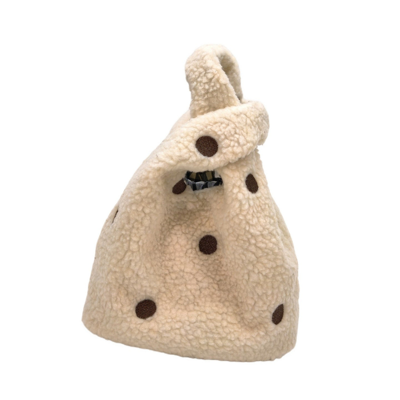 Compact Fuzzy Polka Dot Sling Bag