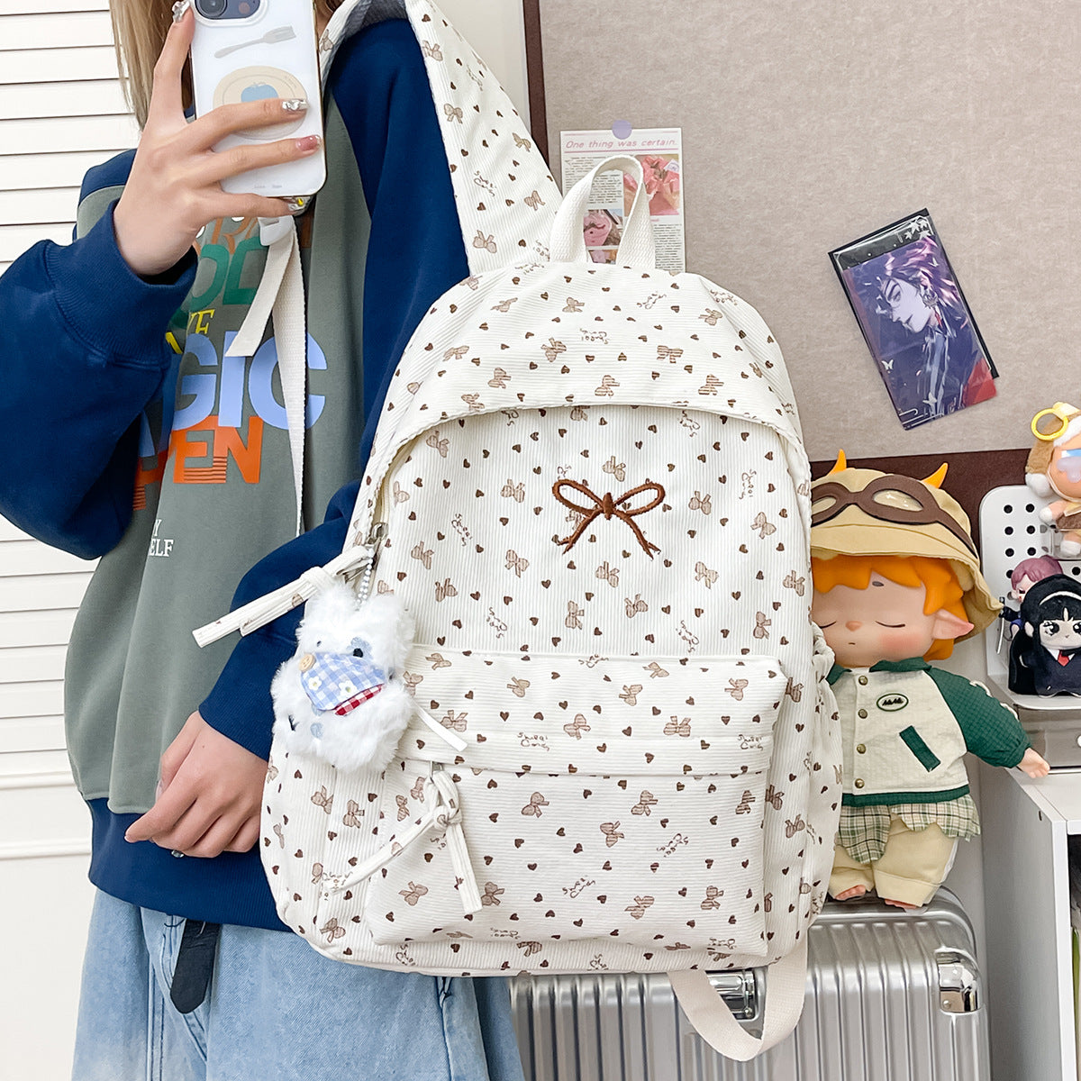 Floral-Patterned Travel Backpack