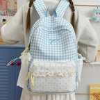 Playful Gingham and Polka Dot Backpack