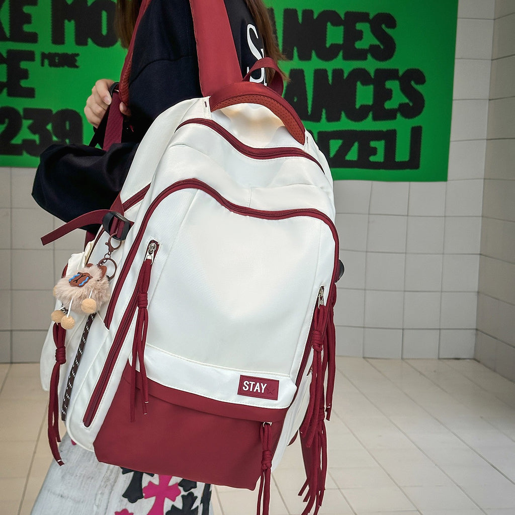 Backpack with Cute Animal Pendant and Practical Compartments