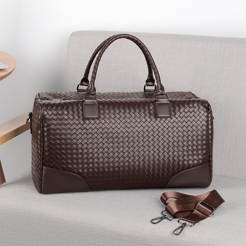Woven Leather Travel Duffel