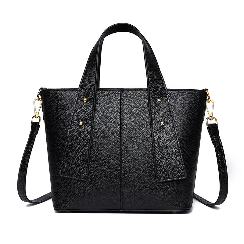 Textured Vegan Leather Multi-Pocket Tote