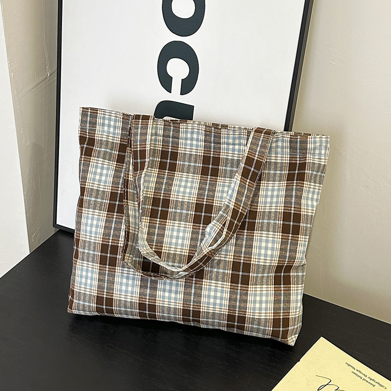 Stylish Plaid Tote Bag