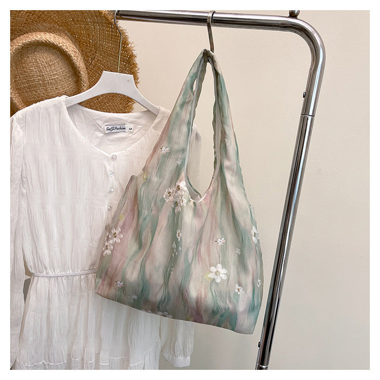 Elegant Floral Printed Shoulder Tote Bag