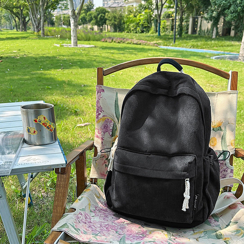 Corduroy Textured Casual Backpack