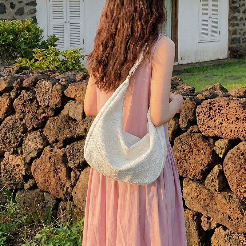 Woven Textured Hobo Handbag